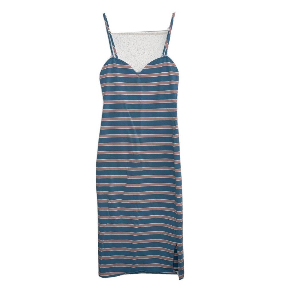 LOVERS + Friends Striped Dress Bodycon Light Blue Pink Size Small-Medium  (c1)